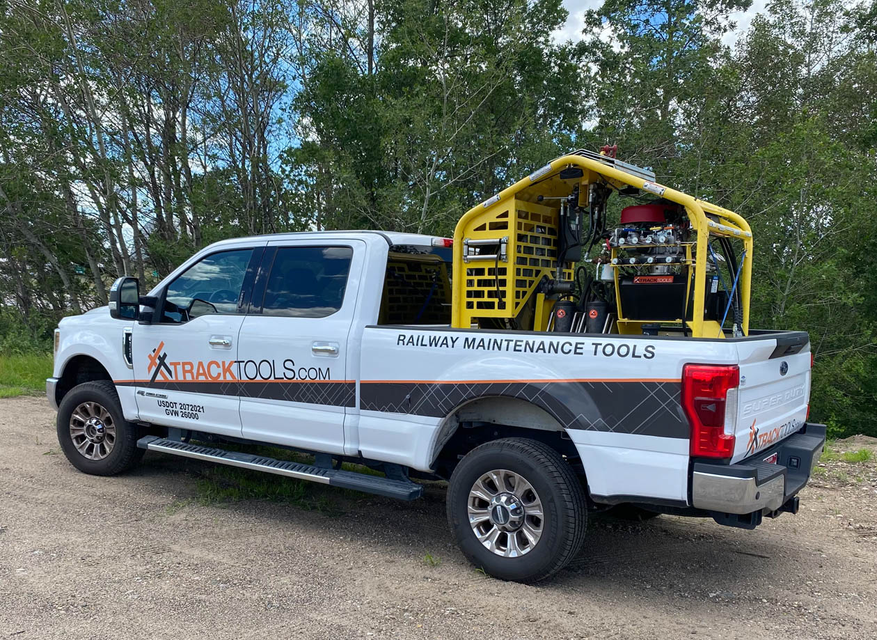 HydraSkid 248 Track Structure Lifting device fits perfectly in the bed of a full-sized pickup truck